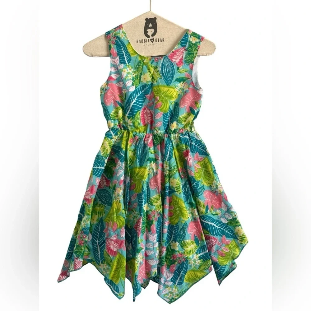 Tommy Bahama Sleeveless Asymmetrical Hem Lined Back Cut Out Button Dress Sz 3T